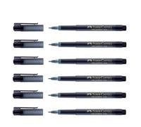 Faber-Castell 1554 Broadpen Fineliner Pens Pack of 6, Black