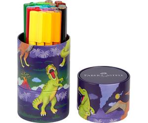 Faber-Castell 155546 Felt Tip Pen Set Connector Dino, 20 Metal Box, Washable, Co