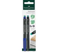 Faber Castell 156295 "Multimark" Permanent F Marker - Blue/Black (Pack of 2)
