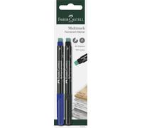 Faber Castell 156295 "Multimark" Permanent F Marker - Blue/Black (Pack of 2)