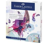 Faber-Castell 169618 Watercolour Paint Set 18 Pieces with 12 Paint Tubes, 4 Watercolour Brushes, Mixing Palette and Stencil