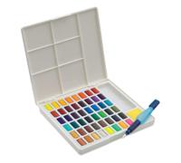 Faber-Castell 169748 - Pencil Case with 48 Coloured Watercolours | Includes mixing palette, brush with water reservoir and sponge, vivid colors suitable for watercolor for amateurs