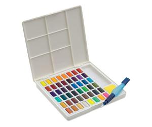 Faber-Castell 169748 - Pencil Case with 48 Coloured Watercolours | Includes mixing palette, brush with water reservoir and sponge, vivid colors suitable for watercolor for amateurs