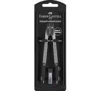 FABER-CASTELL 174037 - Quick Adjustment Compass with Joint, Includes Spare Parts and Compass Leads, Silver, Compass for School and Education