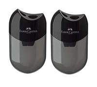 Faber-Castell 183500 double sharpener, case colour: black/transparent (2 sharpeners)