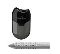Faber-Castell 183500 double sharpener, housing colour: black/transparent (1 sharpener + grey triangular eraser)