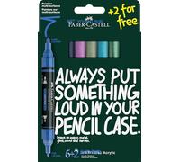 Faber-Castell 186018 Multimark Acrylic Marker Set, 8 Acrylic Pens with Double Tip, Waterproof and Quick-Drying