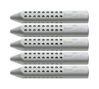 Faber-Castell 187100 - Triangular Eraser Grip 2001, Grey, Pack of 5 Gray 205008