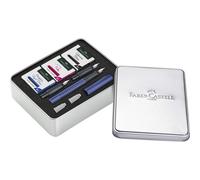 Faber-Castell 201507 Calligraphy Set Grip 2011, Fountain Pen with Three Different Nib Sizes, 6 Cartridges Each Black, Pink and Royal Blue