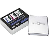 Faber-Castell 201507 Calligraphy Set Grip 2011, Fountain Pen with Three Different Nib Sizes, 6 Cartridges Each Black, Pink and Royal Blue