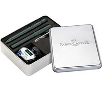 Faber-Castell 201532 Grip Edition Gift Set Mistletoe with Fountain Pen XB Ballpoint Pen 30 ml Ink Glass and Converter