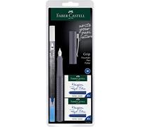 Faber-Castell 202038 Grip 2010 Harmony Fountain Pen Nib M Dapple Grey with Ink Eraser and 12 Replacement Cartridges