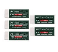 Faber-Castell 205002 Eraser 188121, PVC-Free, Plastic, White, Pack of 5