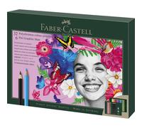 Faber-Castell 210053 Polychromos Colouring Pencils, Set of 32 Colouring Pencils, Bright Colours with Thick 3.8mm Leads, Includes 6 Pitt Graphite Matt