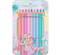 Faber-Castell 210910 Jumbo Colouring Pencils Set Sparkle 10 Thick Pastel Colouring Pencils for Children