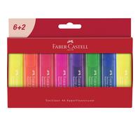 Faber-Castell 254667 Textmarker Textliner 1546, 8-ply wallet case, 8 pens 6+2 Rainbow