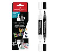 Faber-Castell 285503 Black Edition Shake & Paint Acrylic Markers, Set of 2 Black & White Acrylic Markers, Double Tip 3mm & 1.0mm, Waterproof, Multi-Surface Acrylic Markers