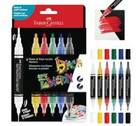 Faber-Castell Acrylic Marker 285507 Black Edition - Shake & Paint, Set of 6, Dual Tip 3mm/1mm