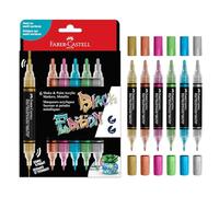 Faber-Castell 285517 Black Edition Shake & Paint Acrylic Markers, Set of 6 Metallic-Colored Markers, Double Tip 3mm & 1mm, Waterproof, Multi-Surface Acrylic Markers for Adults, Vivid Long Lasting