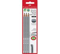 Faber-Castell 3 x Grip 2001 B Pencils and Eraser Cap