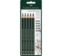 Faber-Castell 5 Piece Quality Castell 9000 Jumbo Graphite Pencils Blister Card Set, Including HB, 2B, 4B, 6B and 8B
