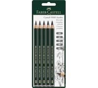 Faber-Castell 5 Piece Quality Castell 9000 Jumbo Graphite Pencils Blister Card Set, Including HB, 2B, 4B, 6B and 8B