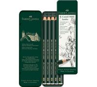 Faber-Castell 5 Piece Quality Castell 9000 Jumbo Graphite Pencils in a Tin, Incl