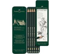 Faber-Castell 5 Piece Quality Water-Soluble Graphite Aquarelle Pencils in a Tin