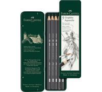 Faber-Castell 5 Piece Quality Water-Soluble Graphite Aquarelle Pencils in a Tin