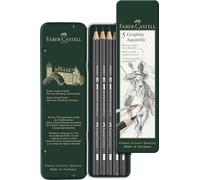 Faber-Castell 5 Piece Quality Water-Soluble Graphite Aquarelle Pencils in a Tin, Including HB, 2B, 4B, 6B and 8B, Grey