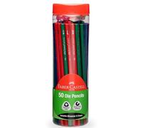 Faber-Castell 50 Ole Pencils Jar - Ergonomic Triangular Grip, Break-Resistant Leads, Includes Sharpener & Eraser | Ideal for Writing, Drawing & School Use