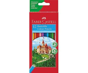 Faber Castell 537660 - Pencilcase 12 hezagonal Pencils - Different Colors