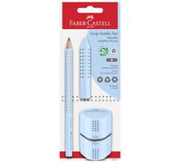 FABER-CASTELL 580084 Pencils Set Sky Blue 3-Piece with Jumbo Pencil B, Sharpener and Eraser