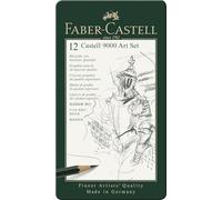 Faber-Castell 9000 Art Set, 12 x Pencils in a Stylish Tin | Artist pencils with hardness from 8B to 2H for writing, sketching and drawing