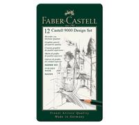 Faber-Castell 9000 Art Set, 12 x Pencils in a Stylish Tin | Artist pencils with hardness from 8B to 2H for writing, sketching and drawing