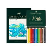 Faber-Castell A4 Watercolour Pad & Tin Of 24 Albrecht D?rer Watercolour Pencils - Art Set For Adult Colouring Books, Craft Supplies, Drawing,