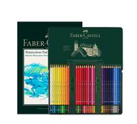 Faber-Castell A4 Watercolour Pad & Tin Of 60 Albrecht D?rer Watercolour Pencils - Art Set For Adult Colouring Books, Craft Supplies, Drawing,