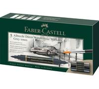 Faber-Castell Albrecht Dürer 160306 Watercolour Marker with Double Tip for Flat and Precise Paint Application Pack of 5 Grey Tones
