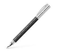 Faber-Castell Ambition 148921 Fountain Pen/Nib Size F/High-Grade Resin with Rhombus Design/in Gift Packaging/Black and Silver Barrel Colour