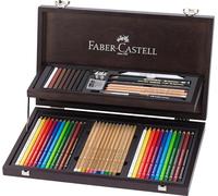 Faber-Castell Art & Graphic Compendium, Multicoloured, Wooden Case Of 53, For Art, Craft, Drawing, Sketching, Home, School, University, Colouring