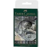 Faber-Castell Art & Graphic Pitt Artist Pen Brush India Ink Pen, Black & Grey, Wallet Of 8, For Art, Craft, Drawing, Sketching, Home, School, University, Colouring
