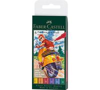 Faber-Castell Art & Graphic Pitt Artist Pen Brush India Ink Pen, Colour Wheel, Wallet Of 6, For Art, Craft, Drawing, Sketching, Home, School, University, Colouring