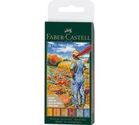 Faber-Castell Art & Graphic Pitt Artist Pen Brush India Ink Pen, Harvest, Wallet Of 6, For Art, Craft, Drawing, Sketching, Home, School, University, Colouring