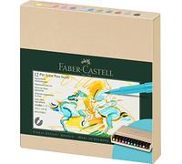 Faber-Castell Art & Graphic Pitt Artist Pen Brush India Ink Pen, Multicoloured, Studio Box Of 12, For Art, Craft, Drawing, Sketching, Home, School, University, Colouring