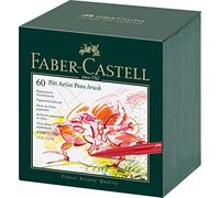 Faber-Castell Art & Graphic Pitt Artist Pen Brush India Ink Pen, Multicoloured, Studio Box Of 60, For Art, Craft, Drawing, Sketching, Home, School, University, Colouring