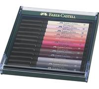 Faber-Castell Art & Graphic Pitt Artist Pen Brush India Ink Pen, Portrait, Set Of 12, For Art, Craft, Drawing, Sketching, Home, School, University, Colouring
