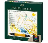 Faber-Castell Art & Graphic Pitt Artist Pen Dual Marker India Ink, Multicoloured, Wallet Of 10, For Art, Craft, Drawing, Sketching, Home, School, University, Colouring