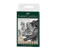 Faber-Castell Art & Graphic Pitt Artist Pen India Ink Pen, Black, Wallet Of 8, For Art, Craft, Drawing, Sketching, Home, School, University, Colouring