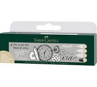 Faber Castell FC167151 Pitt Artist Pen - Black/White (Pack of 4)