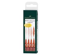 Faber-Castell Art & Graphic Pitt Artist Pen India Ink Pen, Sanguine, Wallet Of 4, For Art, Craft, Drawing, Sketching, Home, School, University, Colouring